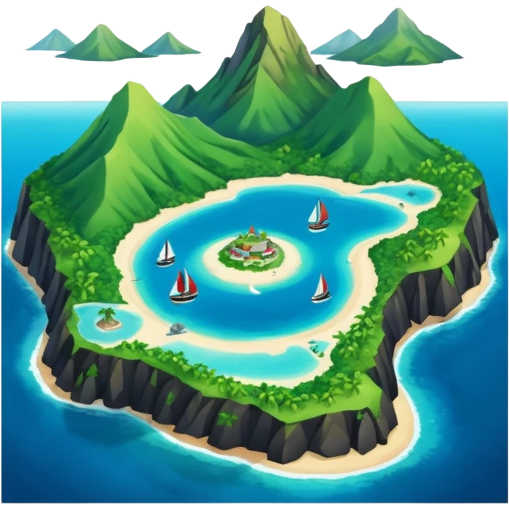 île Guadeloupe dans sa forme géographique réelle, vue du dessus emoji