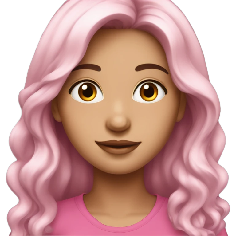 beautiful girl long dark hair pink top emoji