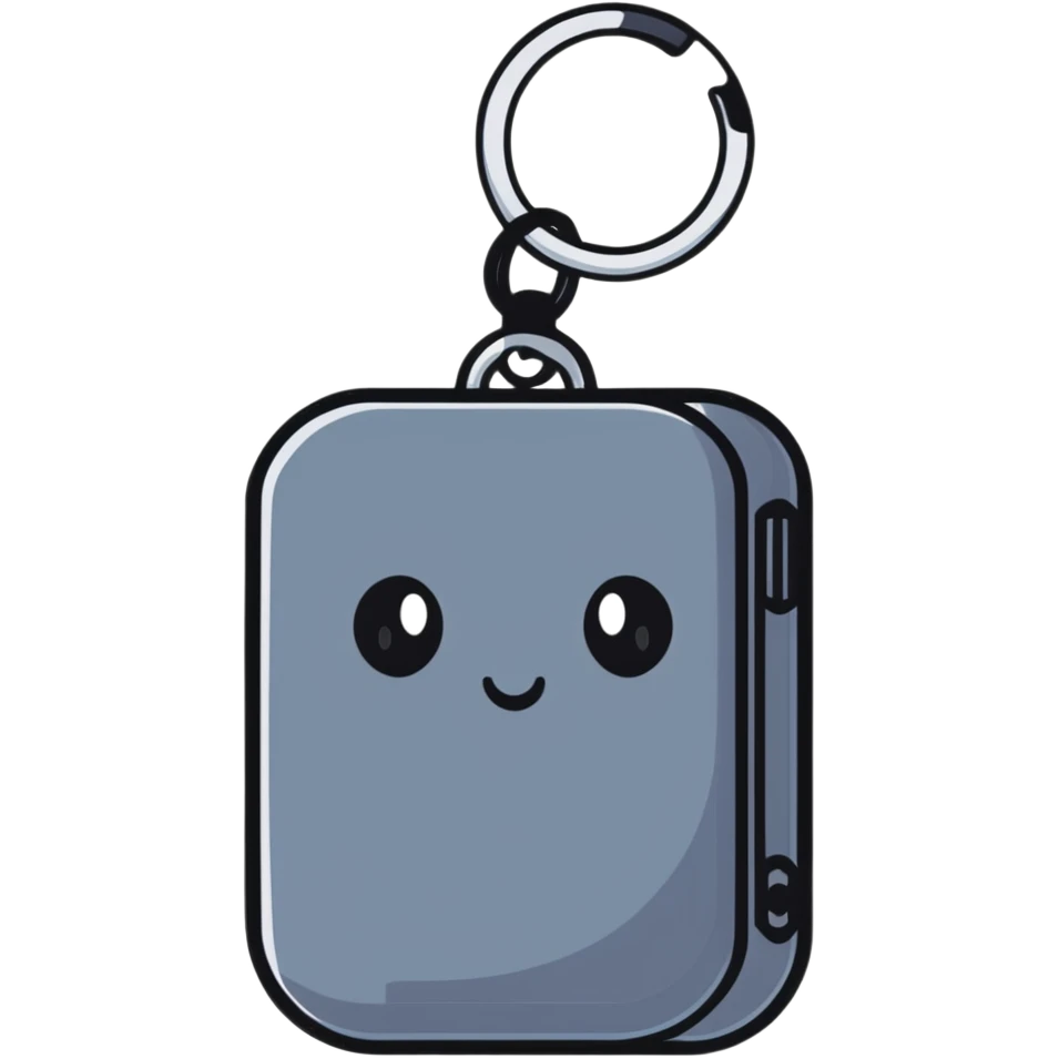 A small digital gadget with an AI chip, designed as a cute decorative keychain emoji