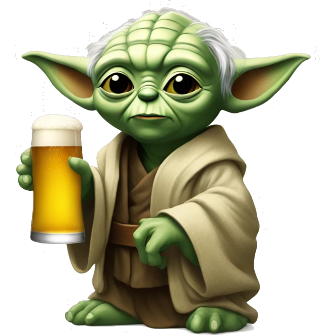Yoda tomando cerveza emoji