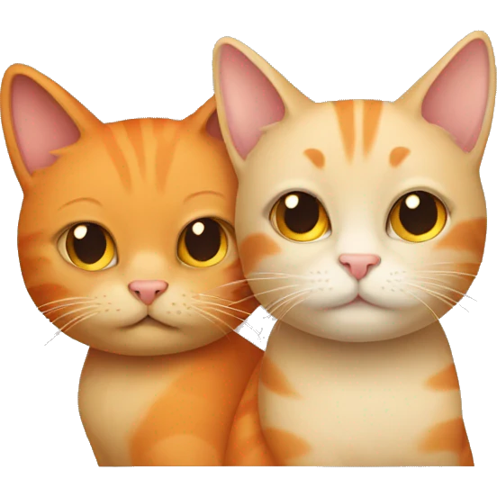 Beige cat and orange cat cuddling emoji
