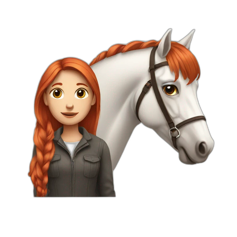 Red haired Girl with horse emoji