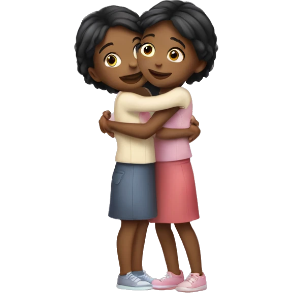 two girls hugging  emoji