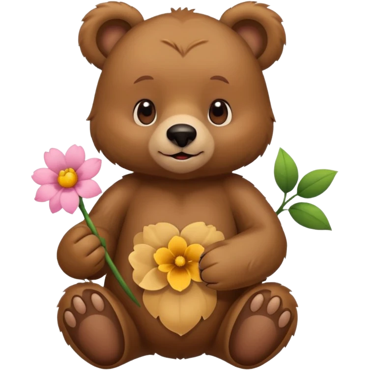 bear holding flower emoji