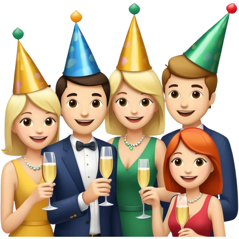 Happy characters mingling and socializing at a party emoji