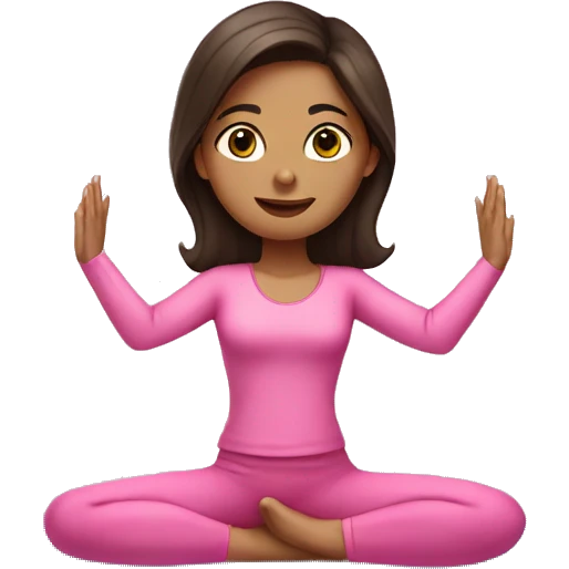 Brunette girl in pink suit doing yoga emoji