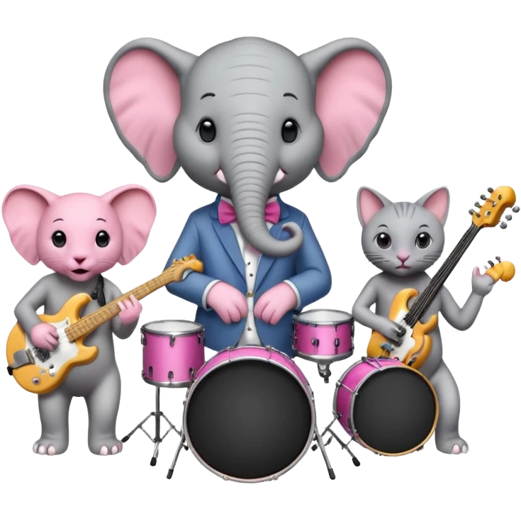 Horton Elephant and 2 Hairless cats trio music band emoji