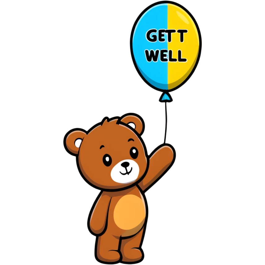 teddy bear with get well soon balloon emoji
