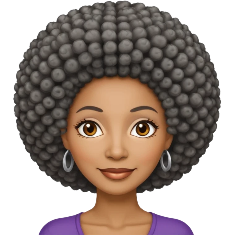 50 y.o. black woman, subtle smile, afro hair with grey strands emoji