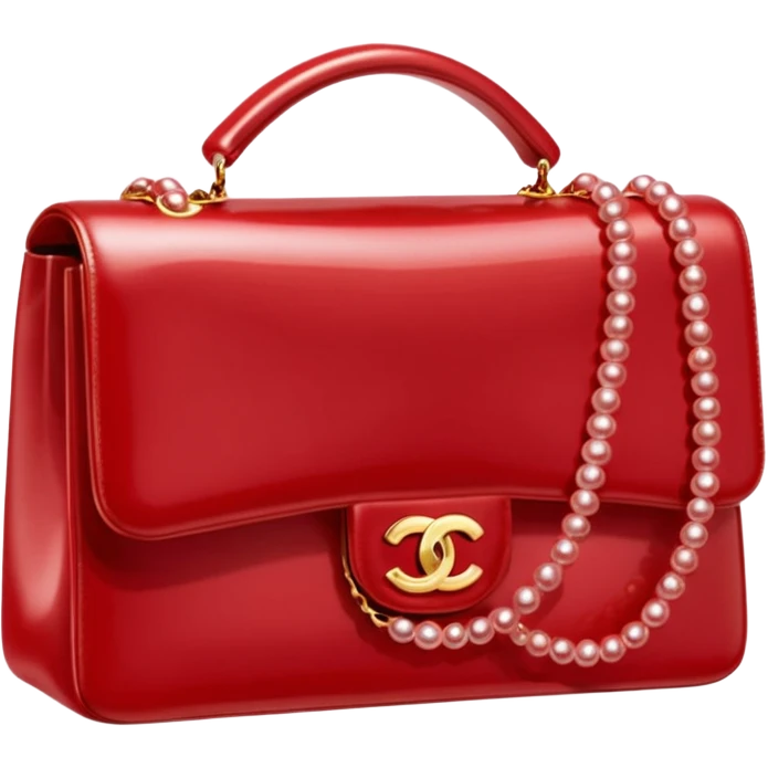 chanel red pearl bag gold hardware emoji
