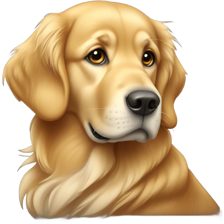 Golden retriever looks like he is thinking emoji