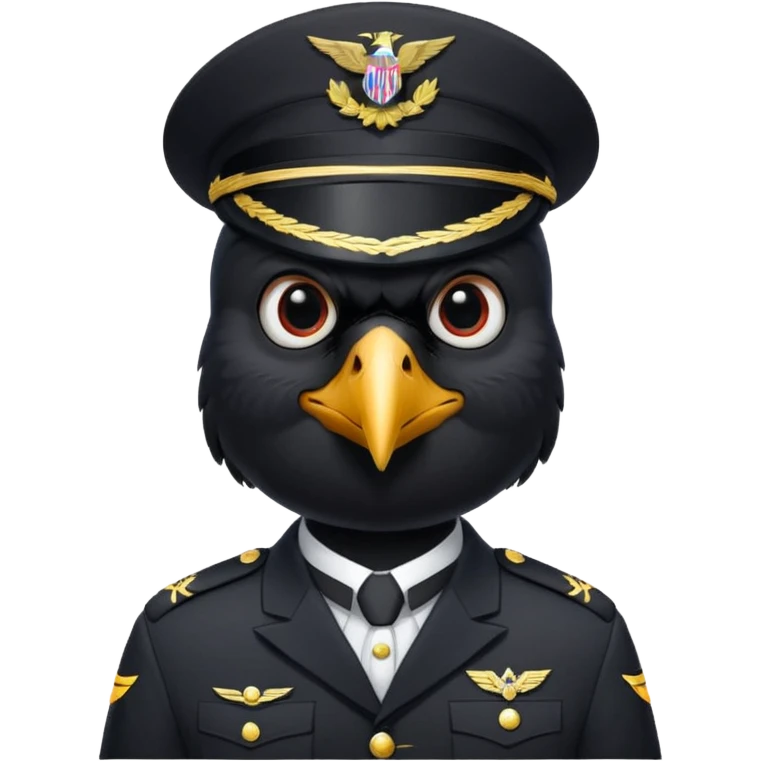 eine kleiner schwarzer rabe im military stil,   emoji