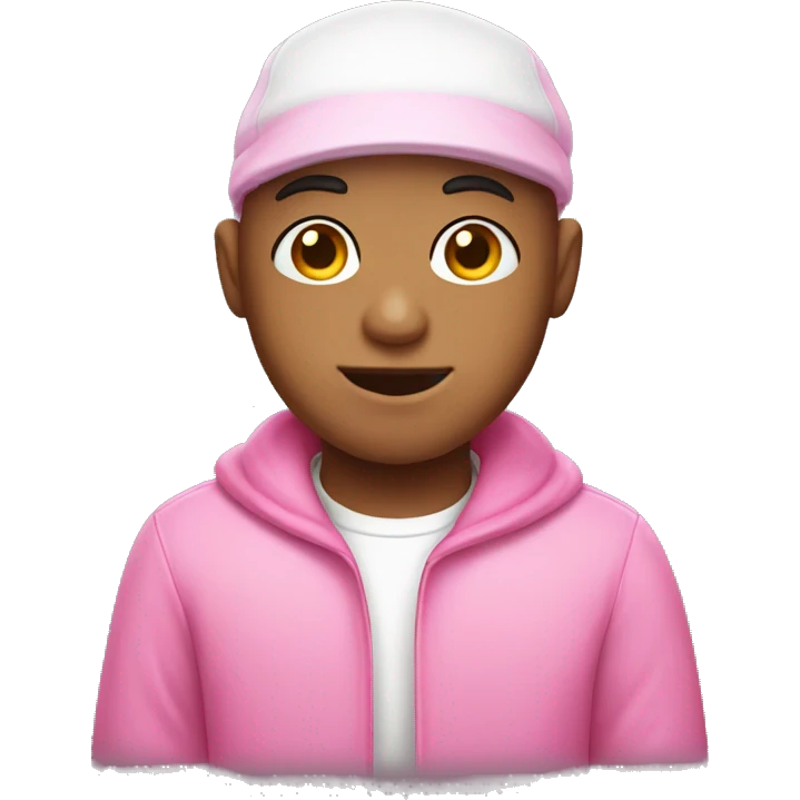 bald boy extra pink skin wearing a Kirby hat emoji