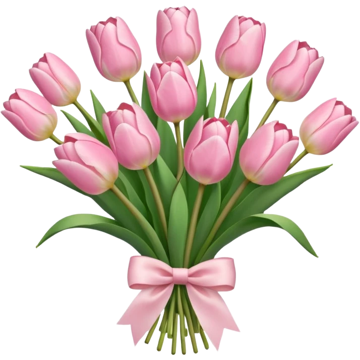 light pink tulip bouquet with light pink bow emoji