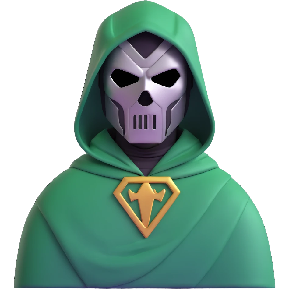 Doctor Doom with metal mask and green hood emoji