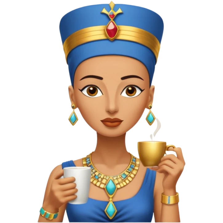 Nefertiti egypt woman drink coffee emoji