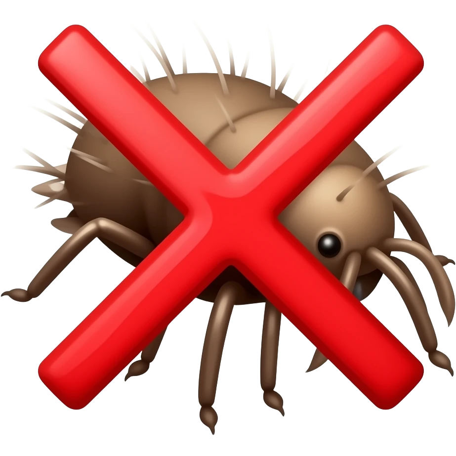 dust mite with red cross over it as in anti dust mite emoji