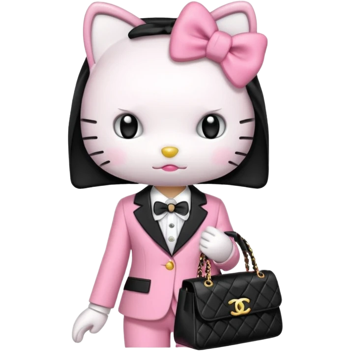 Hello Kitty wears in Chanel with a black bag Timeles emoji