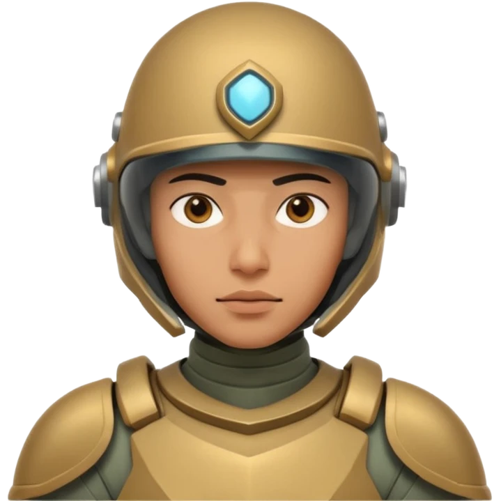 futuristic armored soldier human portrait, head and shoulders only, South Asian facial features, helmet visor, sci-fi armor details, 3D cartoon, mobile game icon style, clean background, no text, no watermark
 emoji