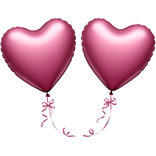 metallic heart-shaped balloons in burgundy and pink  emoji