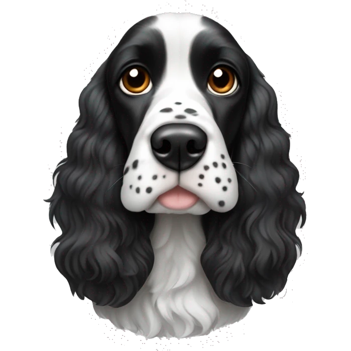 black and white english cocker spaniel eith nose spots emoji