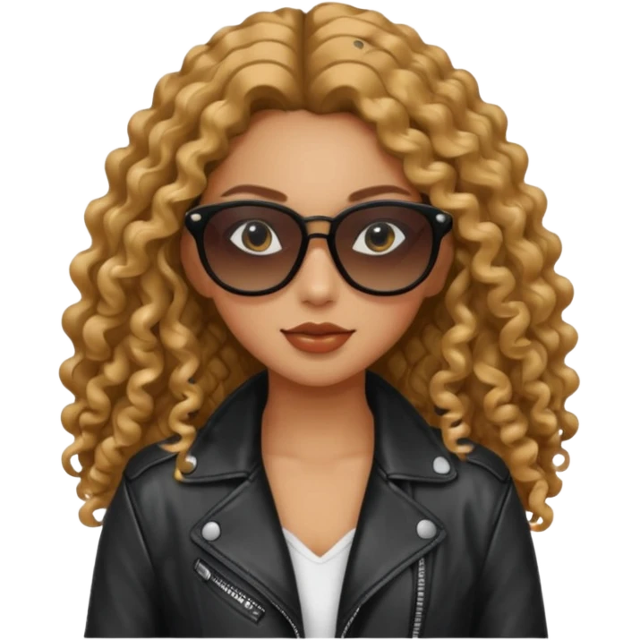 Biker Gang with Sunglasses,girl, long curly hair, sunglasses, gangter emoji