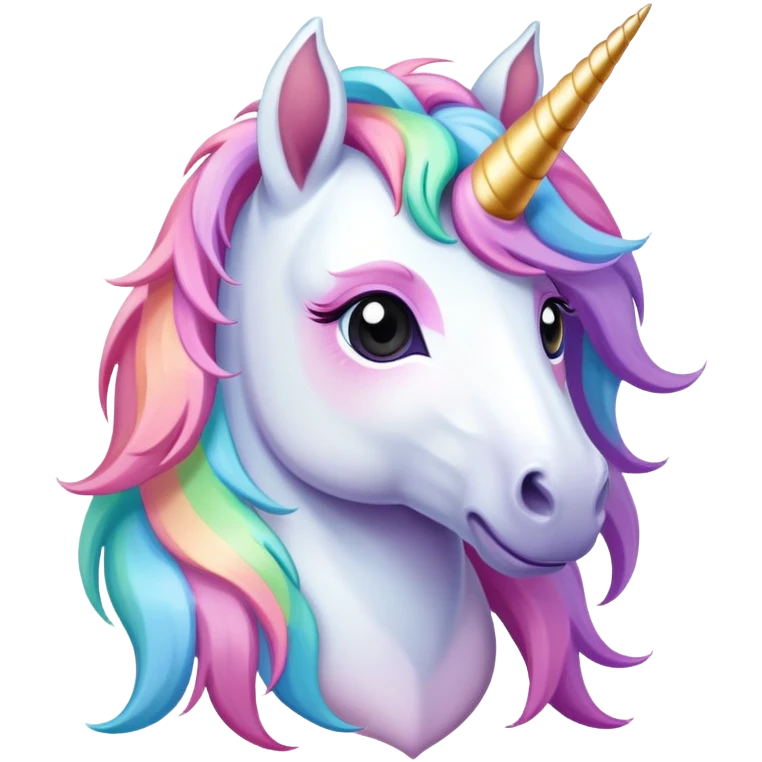 Unicorn with pastel rainbow hair emoji