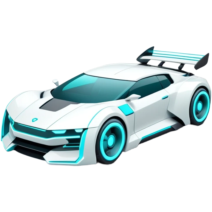 futuristic white and cyan cyberpunk car emoji