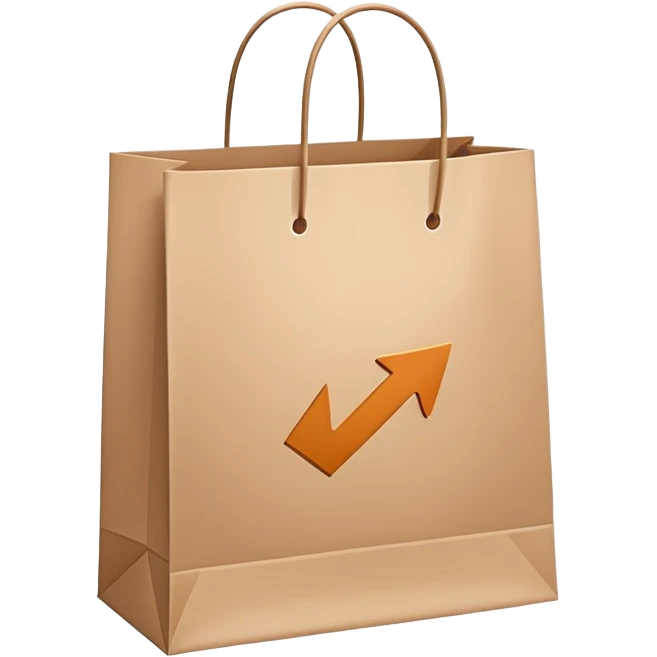 A shopping bag with a return arrow symbol, representing a return policy emoji