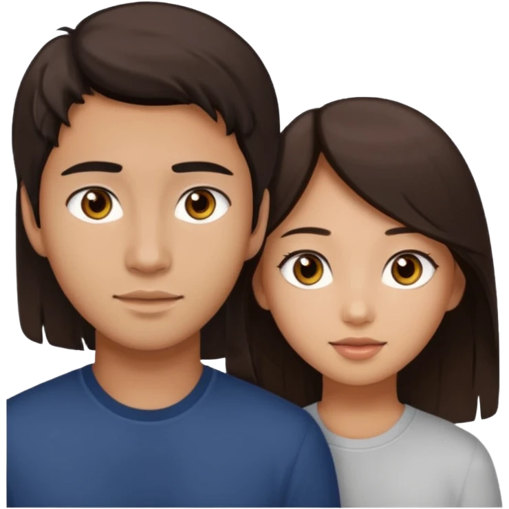 A darker Asian girl with brown eyes and dark brown hair, with her white boyfriend who has hazel eyes and light brown hair. emoji
