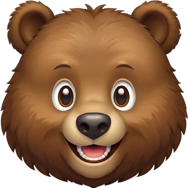 Playful Russian brown bear head, grinning, front view emoji