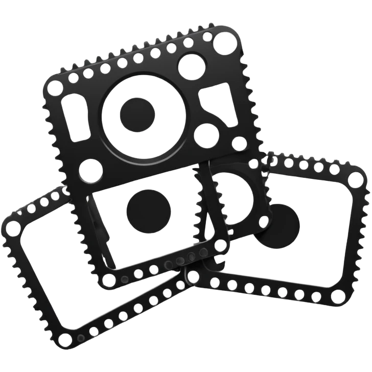 Minimalist film strip with empty frames and sprocket holes along both sides, black and white, iOS emoji style emoji