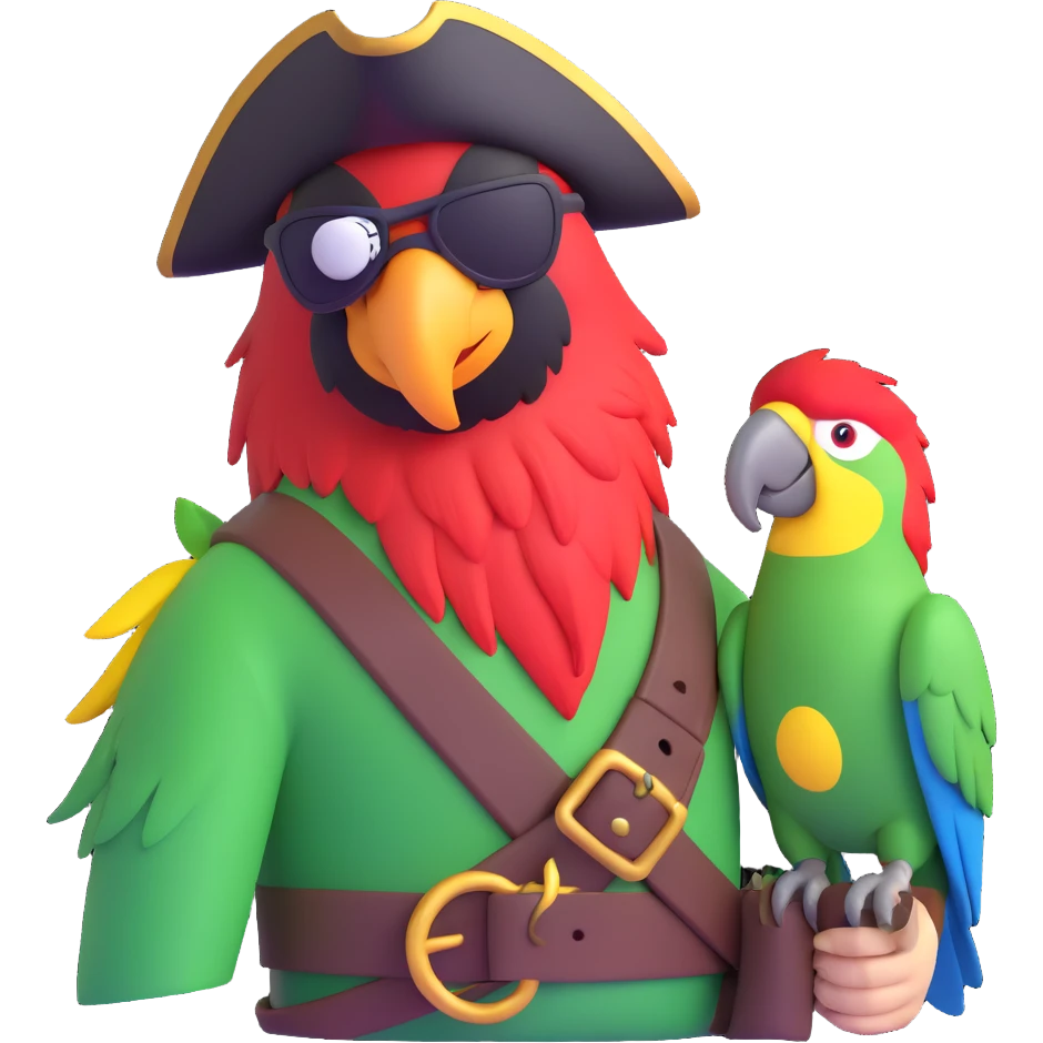 pirate with eye patch and parrot emoji