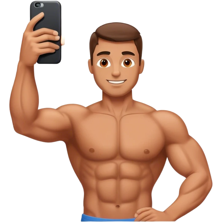 muscular male taking selfie emoji