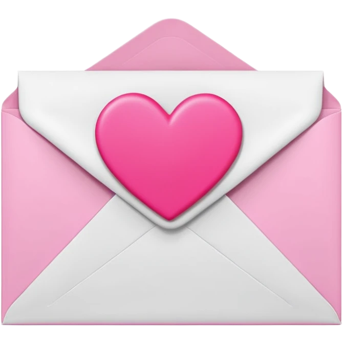 A 3D render of a white letter envelope with a vibrant pink heart sticker, clean background emoji