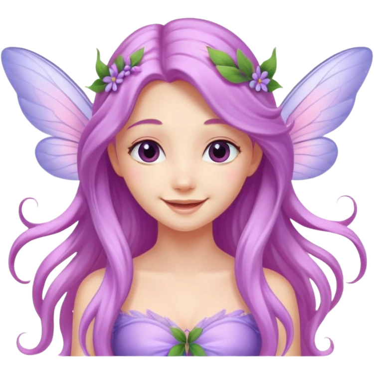 Lilac and pink fairy with wings but you can see her whole body and make her super pretty with long hair  emoji