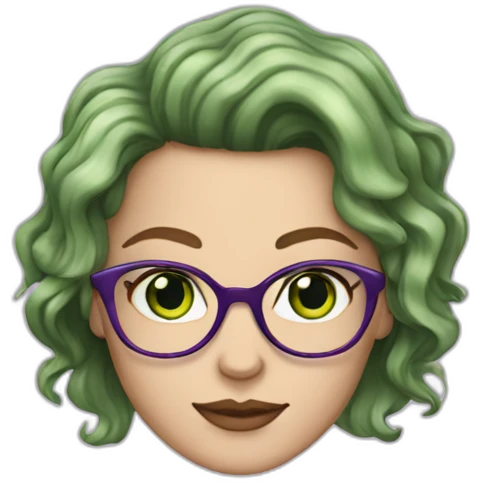 white-girl-purple-wavy-hair-green-eyes-square-glasses emoji