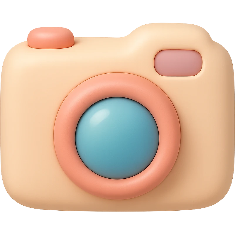 cute film camera, mochi style, soft and squishy look emoji