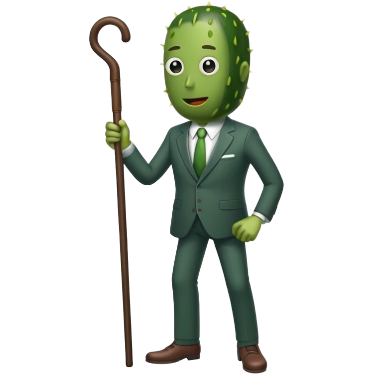 Pickle with a cane emoji
