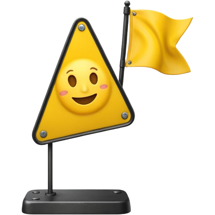 Apple emoji style yellow flag with a triangular shape on an iron base emoji