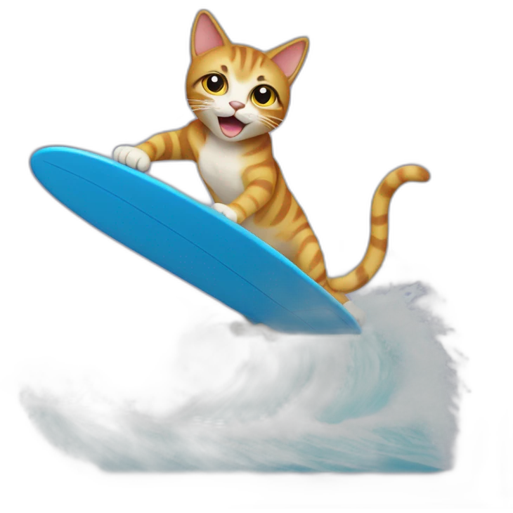 cat surfing on a wave emoji