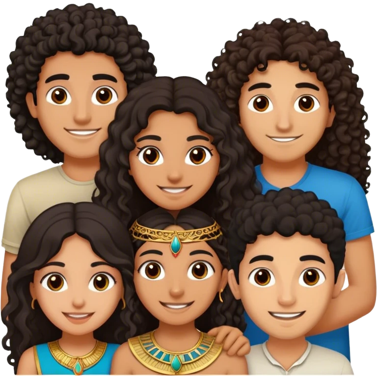 5 best friends, 1 Egyptian man, 1 indian girl 1 persian girl 1 moroccan boy 1 black boy emoji