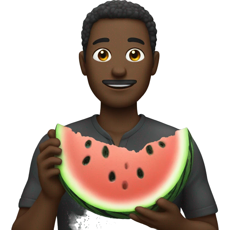 dark man holding some water melon emoji