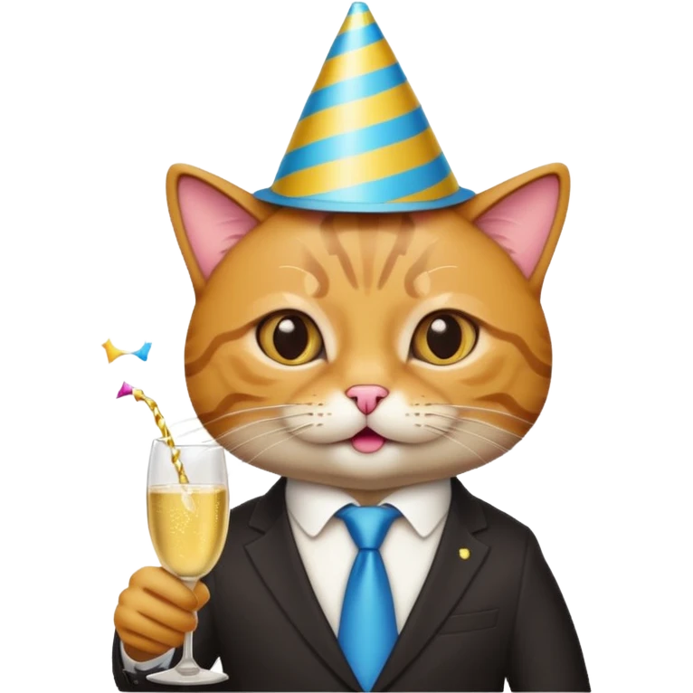 Business cat, party emoji