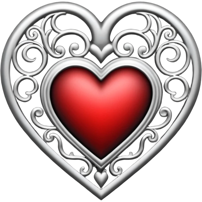 realistic gothic heart with black filigree pattern emoji