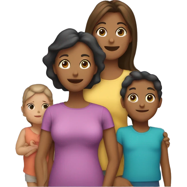 Madre con 4 hijos (1 adulta, 1 adulto, 1 adolescente mujer y una bebé nena) emoji