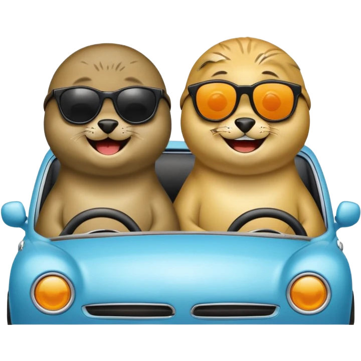Two seals in a car emoji