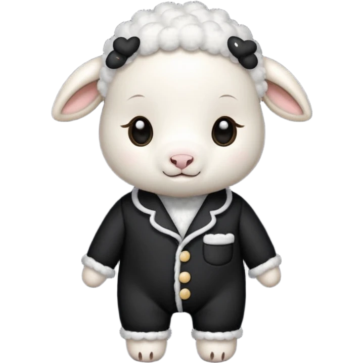 Little lamb wearing black pajamas with white piping  emoji