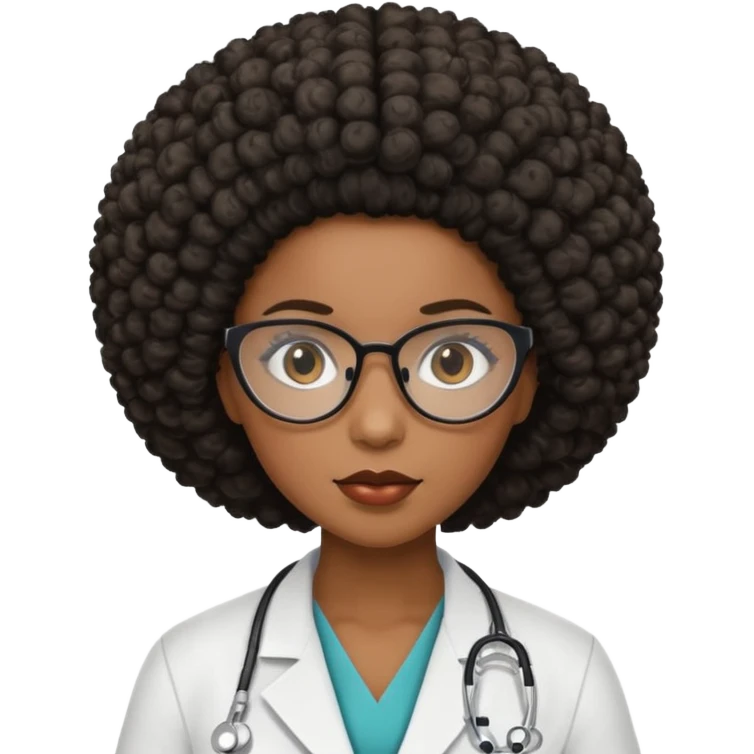back female doctor with afro hairstypel emoji