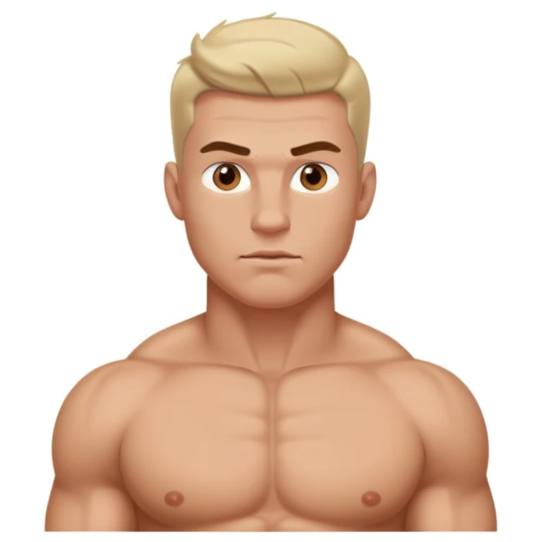 A muscular shirtless white man with wide and very puffy areolas and nipples emoji